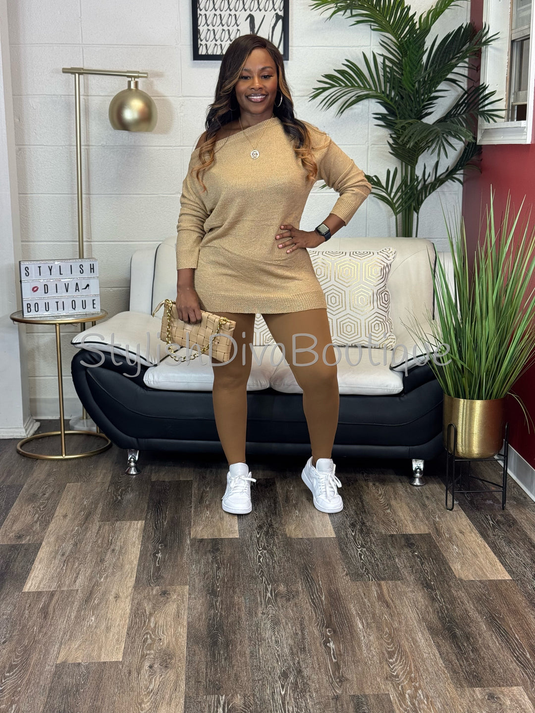 Bobbi Off Shoulder Everyday Sweater (Camel)