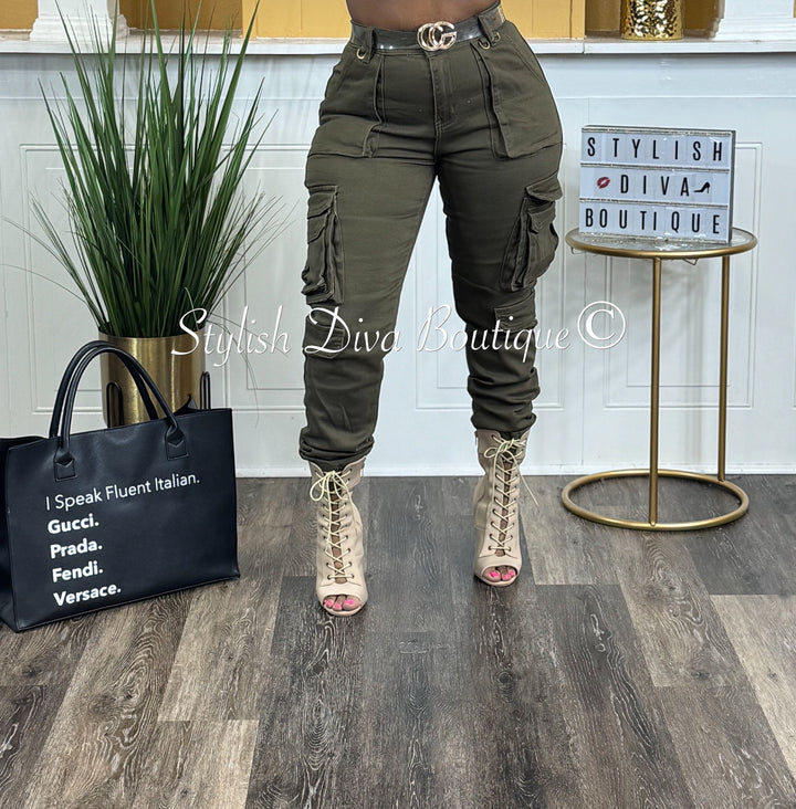 Sienna Cargo Joggers up to 3XL (Olive)