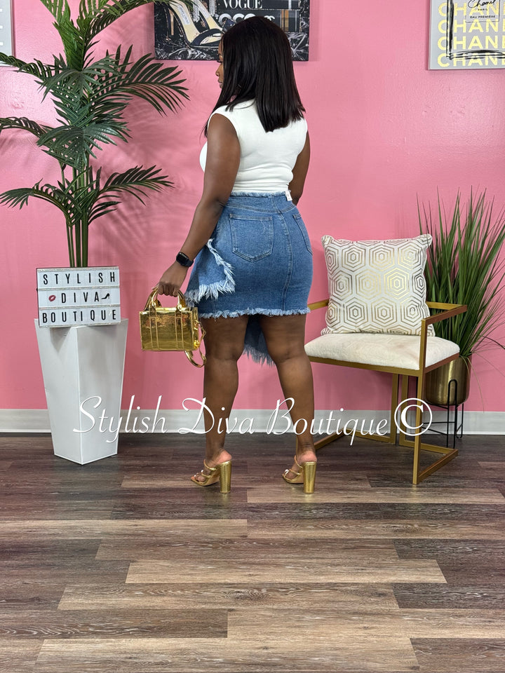 Dionne Asymmetrical Denim Skirt