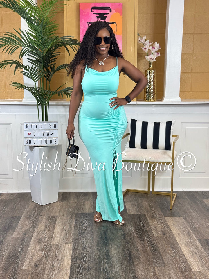 Minnie Cowl Neck Maxi Dress (Mint)