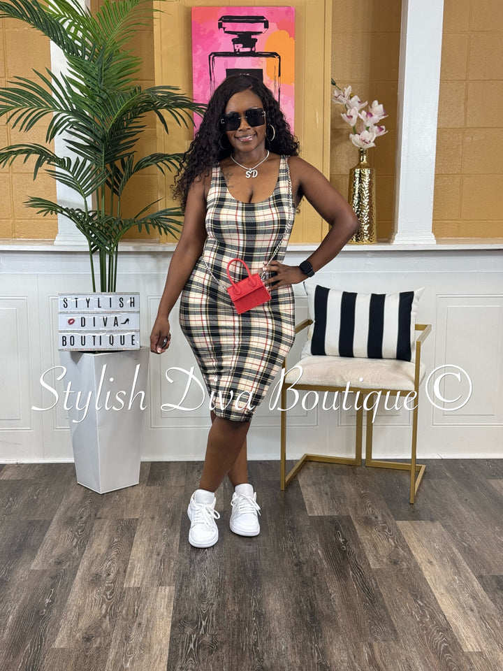 Bia Plaid Midi Dress