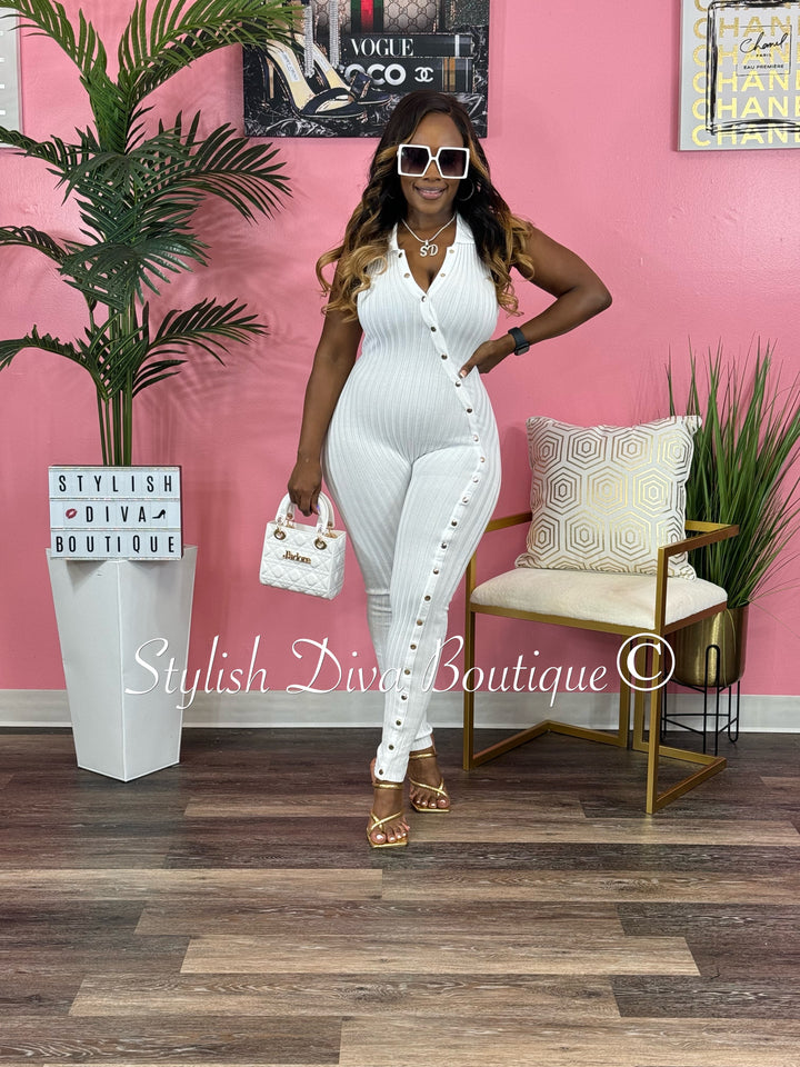 Bailey Sleeveless Ribbed Jumpsuit (White)