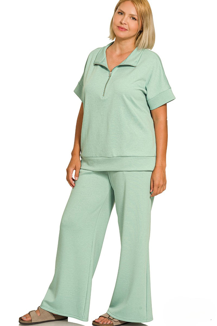 Polished Ease Half Zip Set Up to 3XL (Spring Green)