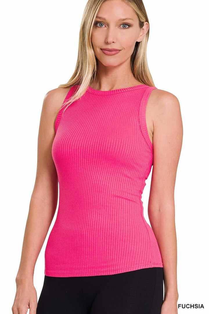 Camille Ribbed Sleeveless Tank Top - Light Colors