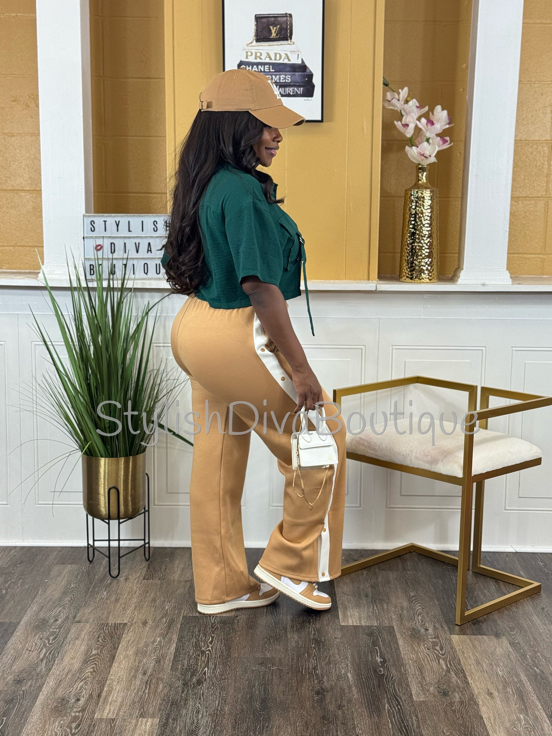 Ceya Button Front Crop Top (Hunter Green)