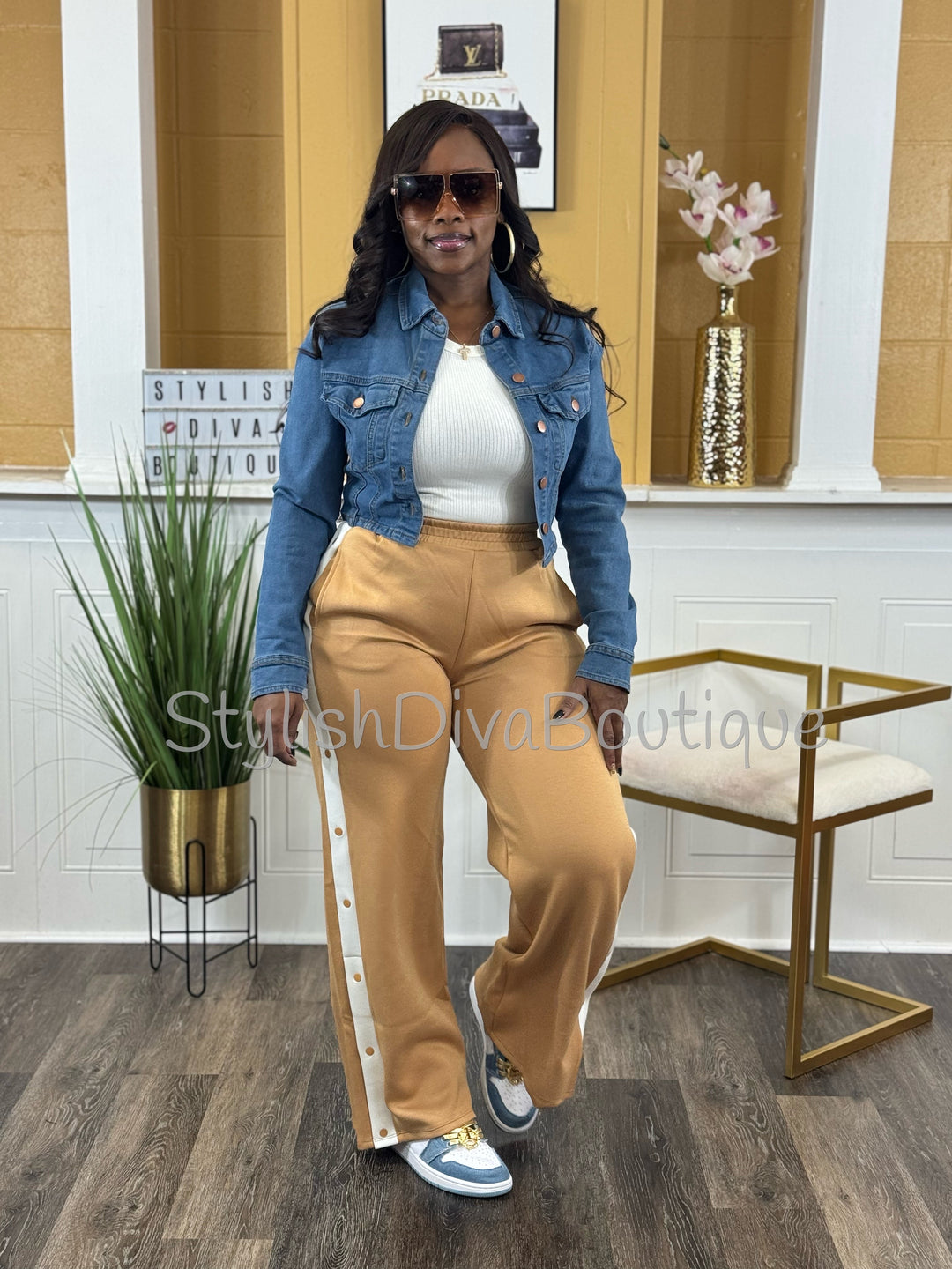 Snap Decision Wide Leg Pants (Praline/Cream)