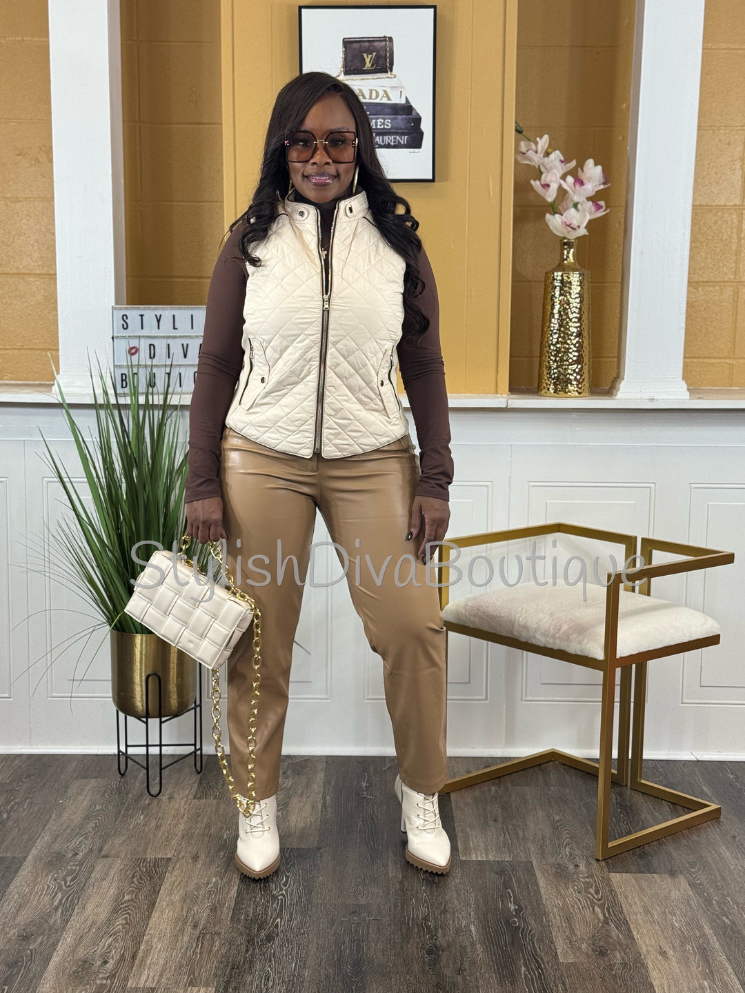 Luxe Camel Faux Leather Pants
