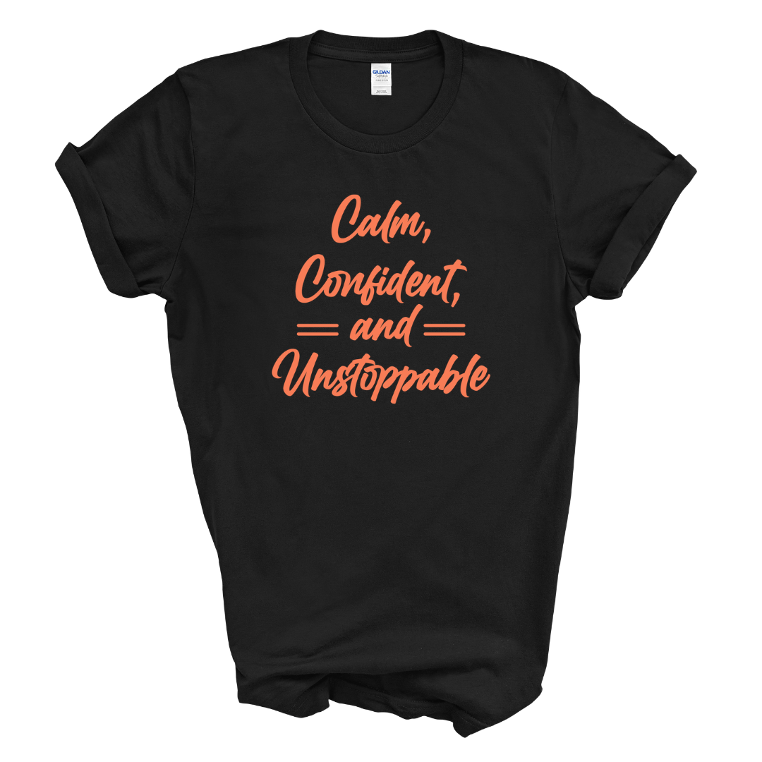 Calm, Confident, &amp; Unstoppable Graphic Tee (Coral Print)