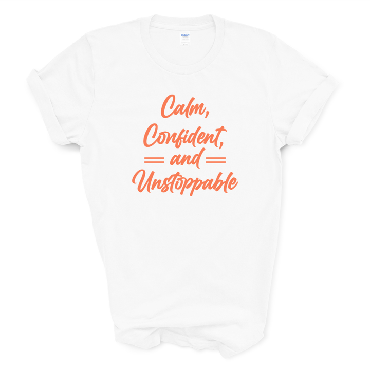 Calm, Confident, &amp; Unstoppable Graphic Tee (Coral Print)