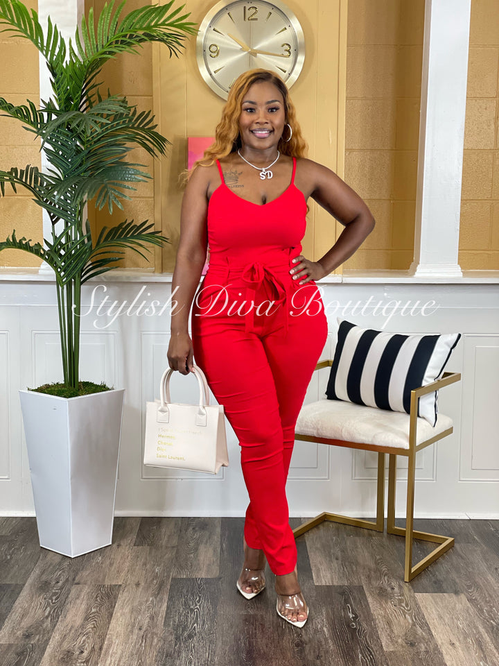 Luxe Diva Jumpsuit (Red)