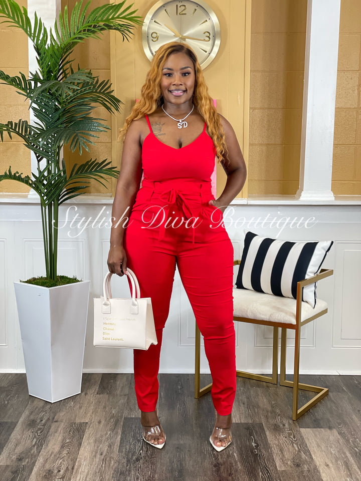 Luxe Diva Jumpsuit (Red)