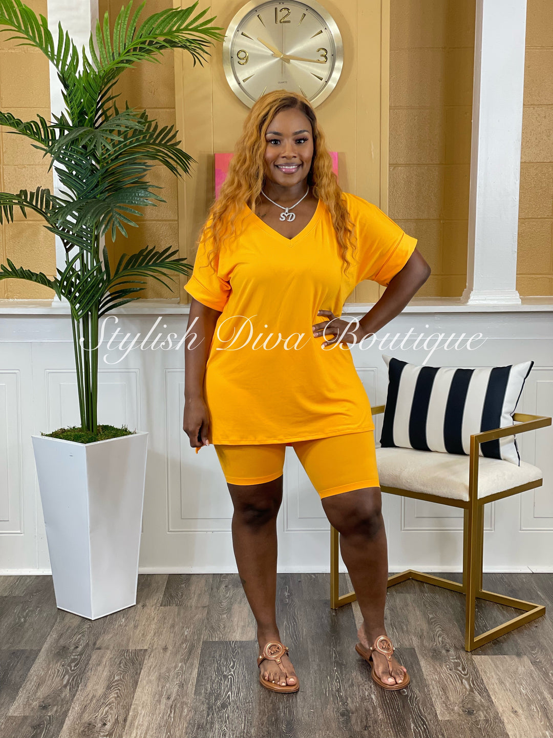 Anytime Biker Short Set up to 3XL (Yellow Gold)