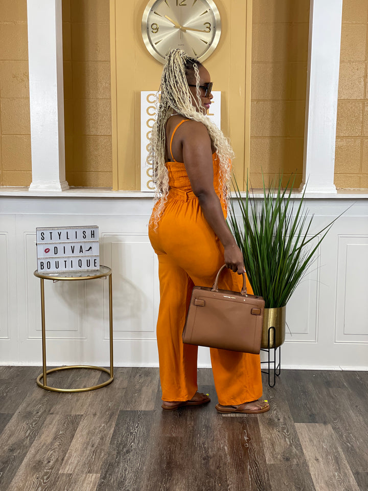 Summer Days Linen Jumpsuit (Orange)