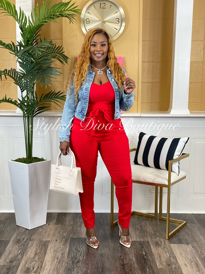 Luxe Diva Jumpsuit (Red)