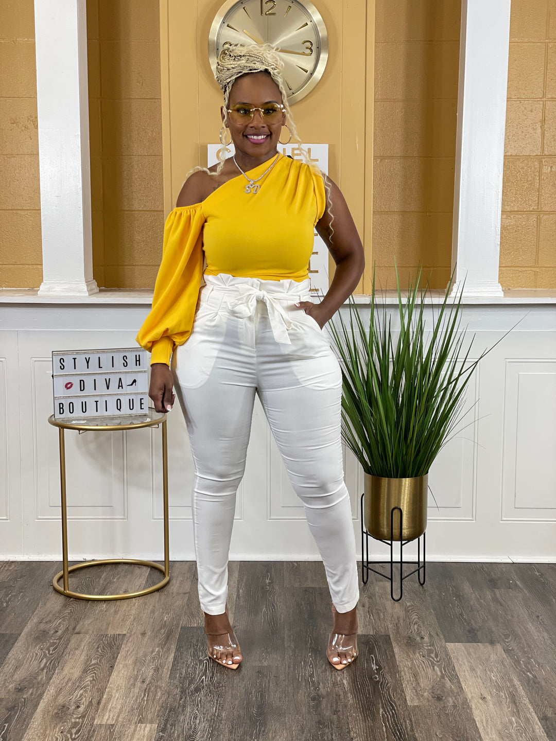 Tracee One Shoulder Top (Mango Yellow)