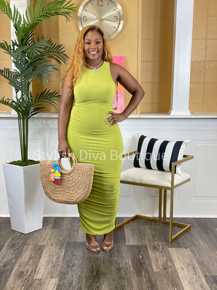 Candace Midi Dress (Lime)