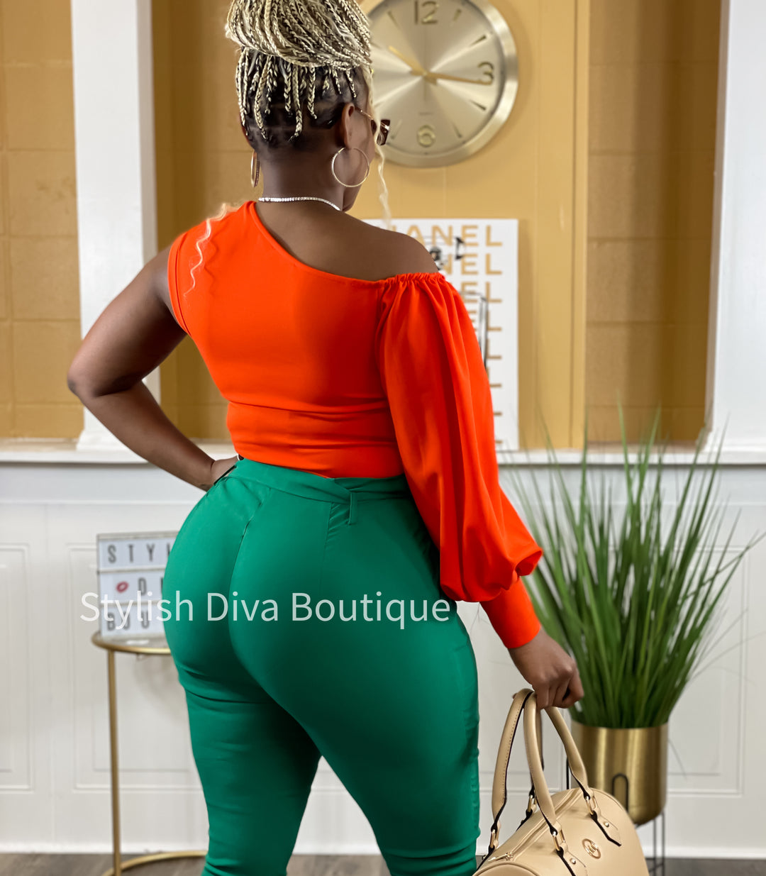 Tracee One Shoulder Top (Bold Orange)