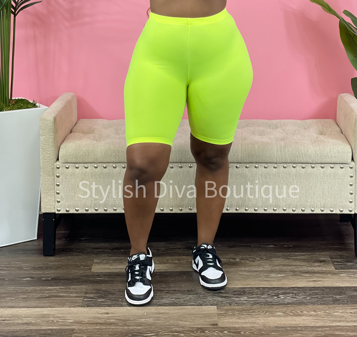 Butter Soft Biker Shorts up to 3XL (Neon Yellow)