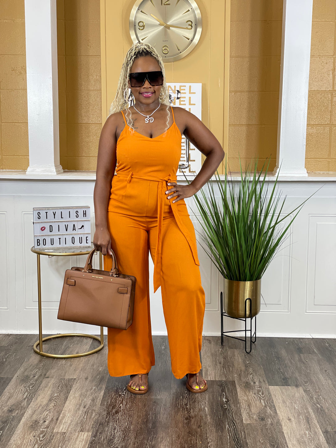 Summer Days Linen Jumpsuit (Orange)