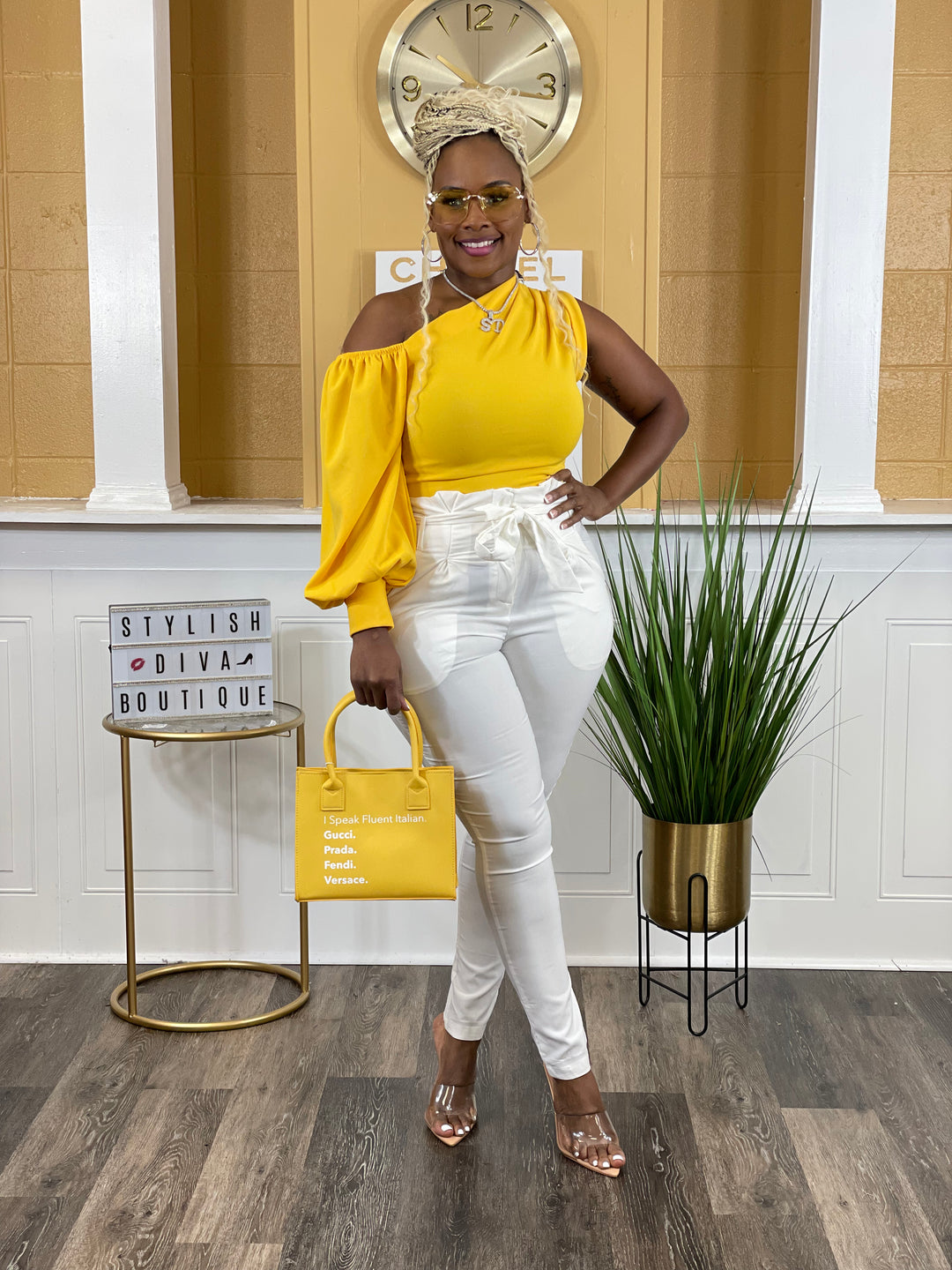 Tracee One Shoulder Top (Mango Yellow)