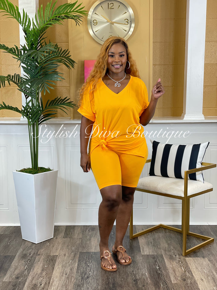 Anytime Biker Short Set up to 3XL (Yellow Gold)