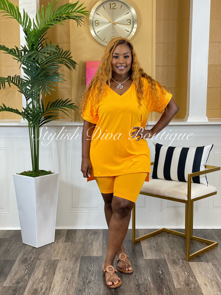 Anytime Biker Short Set up to 3XL (Yellow Gold)