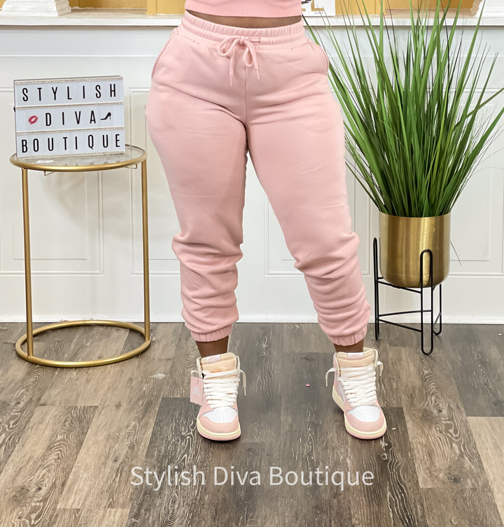 Stylish Luxe Joggers* PLUS SIZE (Ash Rose)