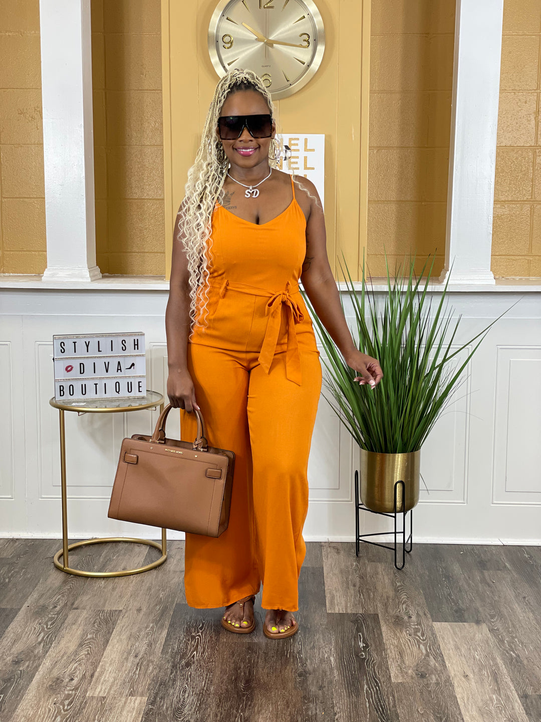 Summer Days Linen Jumpsuit (Orange)