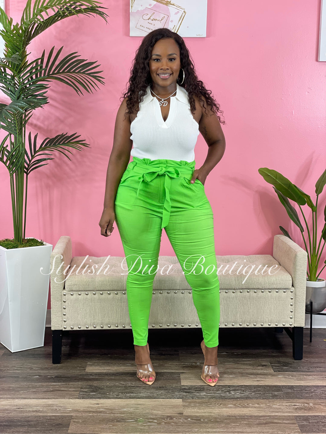 Luxe Diva Pants up to 3XL (Lime Green)