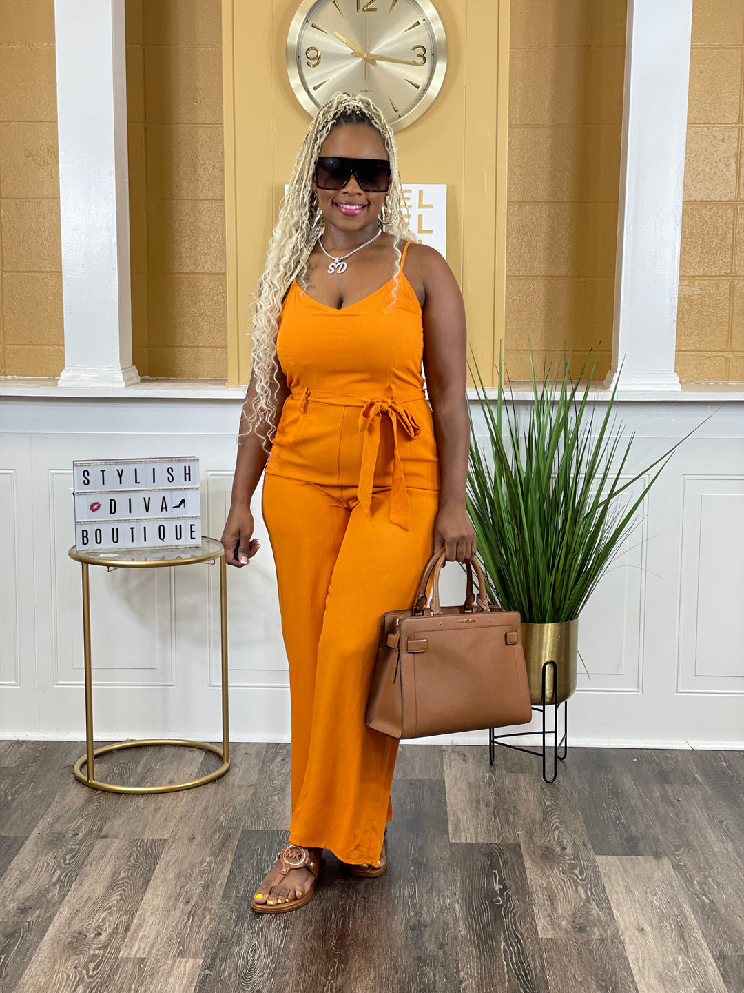 Summer Days Linen Jumpsuit (Orange)