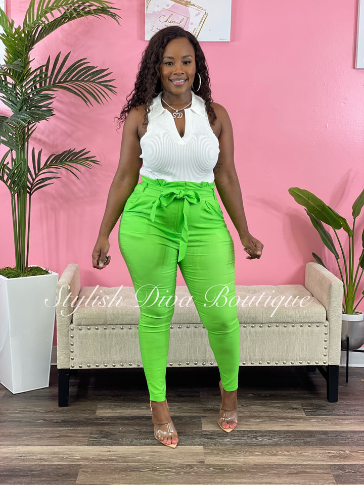 Luxe Diva Pants up to 3XL (Lime Green)