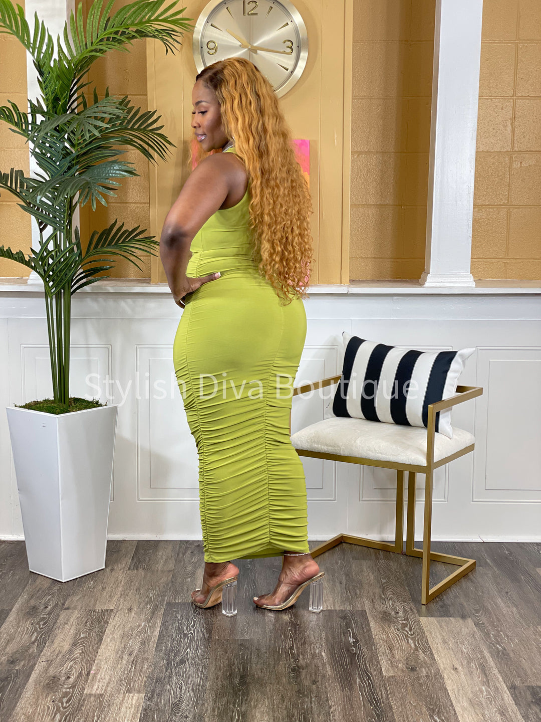 Candace Midi Dress (Lime)