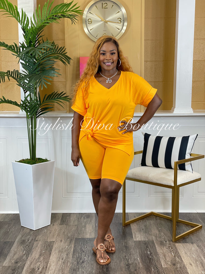 Anytime Biker Short Set up to 3XL (Yellow Gold)