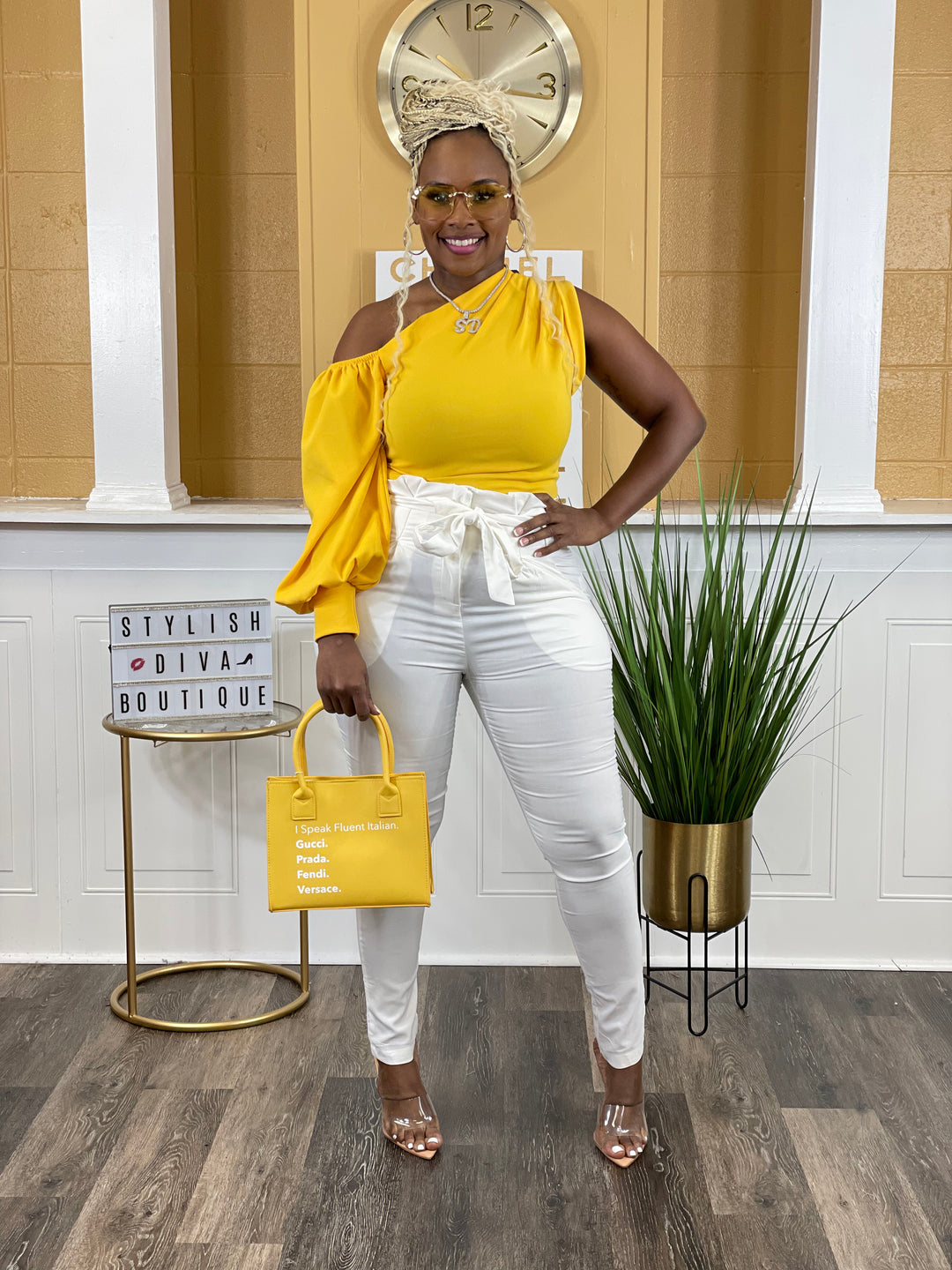 Tracee One Shoulder Top (Mango Yellow)