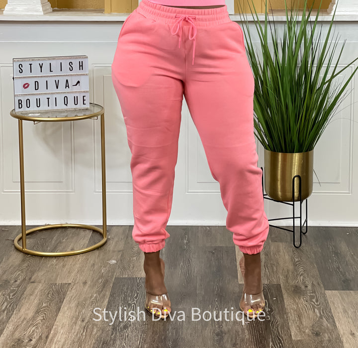 Stylish Luxe Joggers (Bright Pink)
