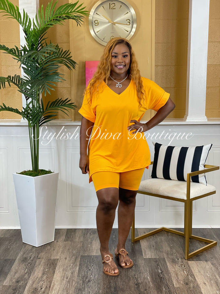 Anytime Biker Short Set up to 3XL (Yellow Gold)