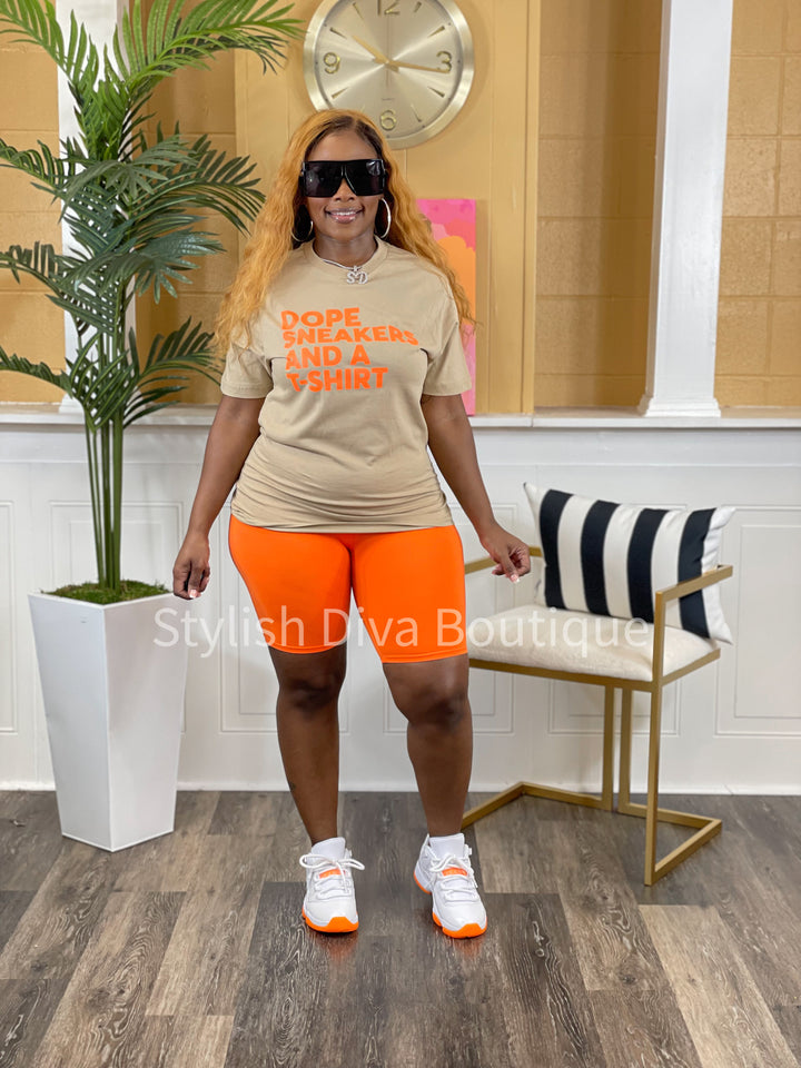 Butter Soft Biker Shorts up to 3XL (Bright Orange)