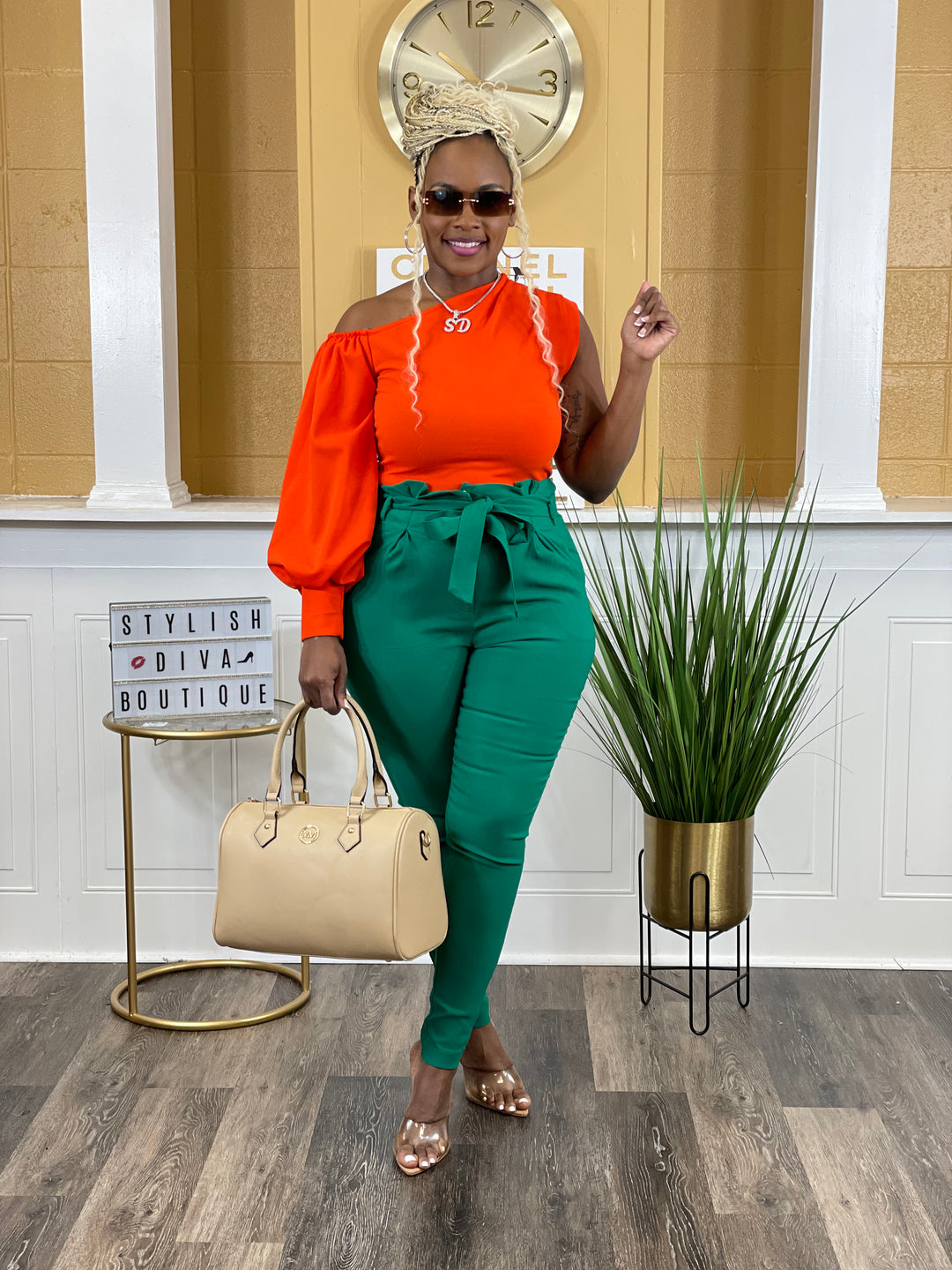 Tracee One Shoulder Top (Bold Orange)