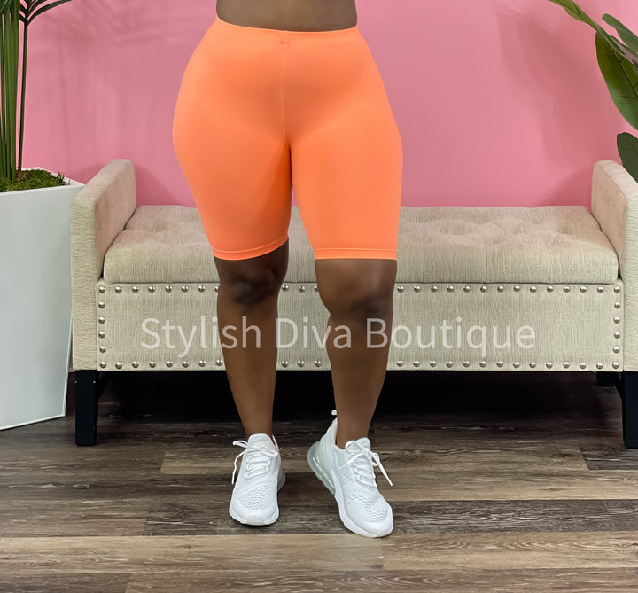 Butter Soft Biker Shorts up to 3XL (Neon Coral)