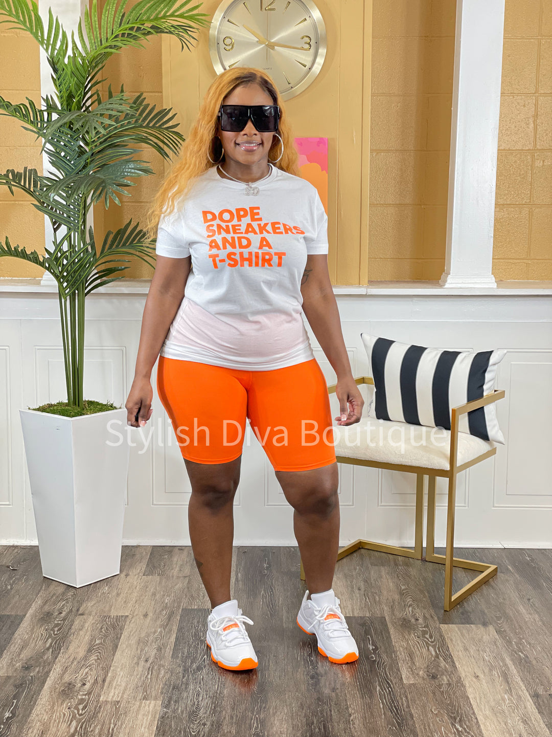 Butter Soft Biker Shorts up to 3XL (Bright Orange)