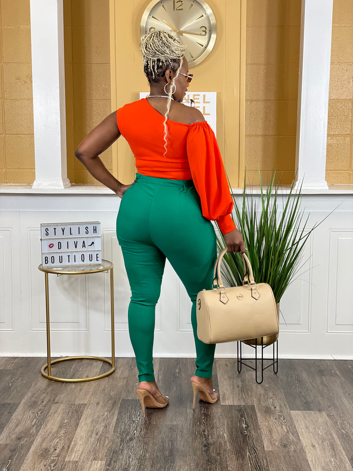 Tracee One Shoulder Top (Bold Orange)