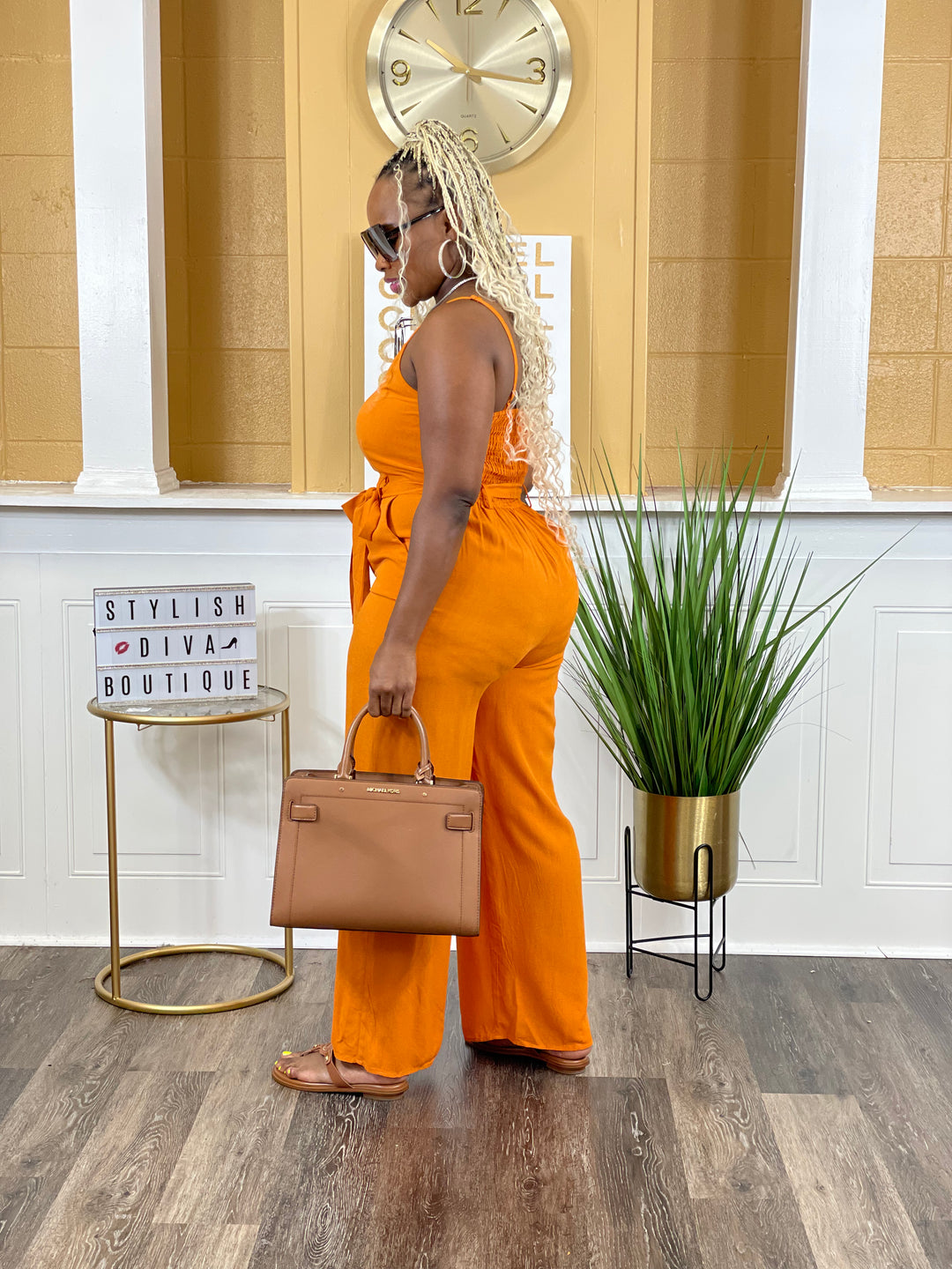 Summer Days Linen Jumpsuit (Orange)