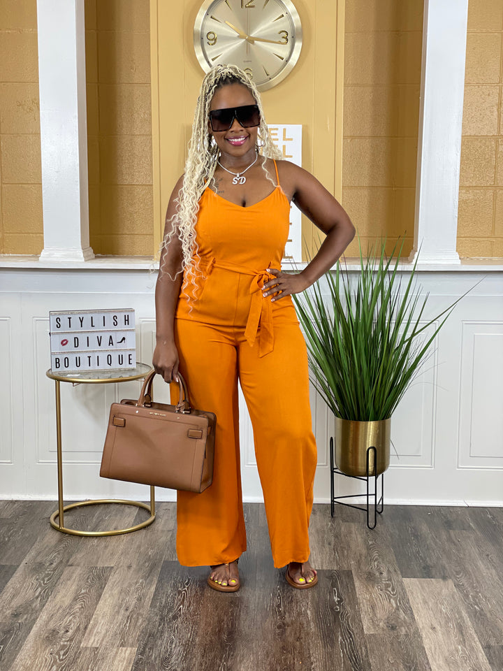 Summer Days Linen Jumpsuit (Orange)