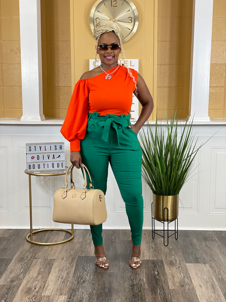 Tracee One Shoulder Top (Bold Orange)