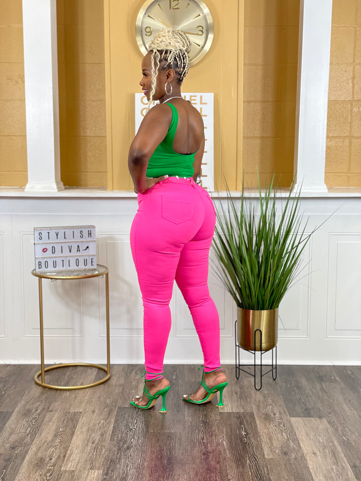 So Curvy Stretch Skinny Jeans up to 2XL (Neon Hot Pink) ***PREORDER