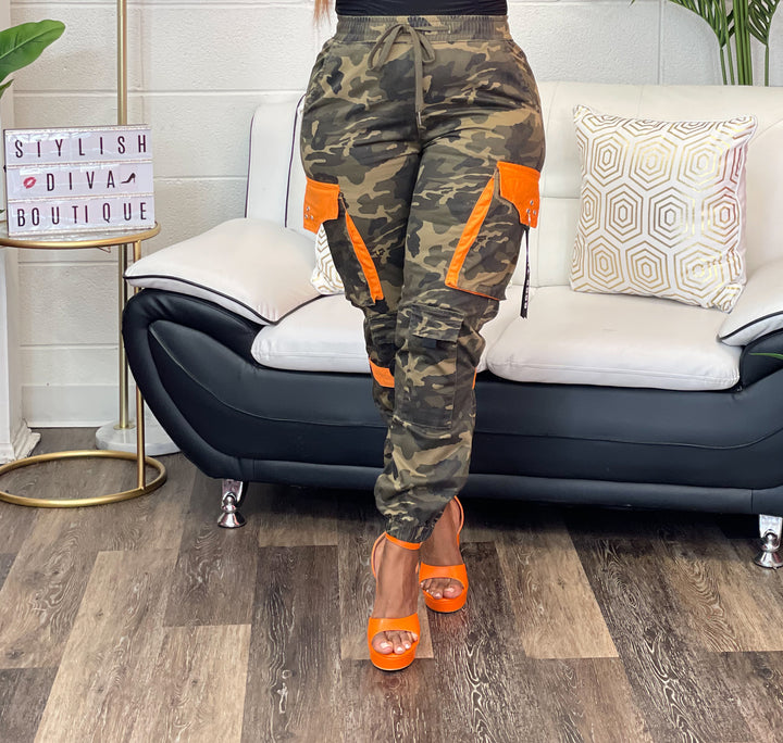 Camo Cargo Joggers up to 3XL (Camo/Orange)