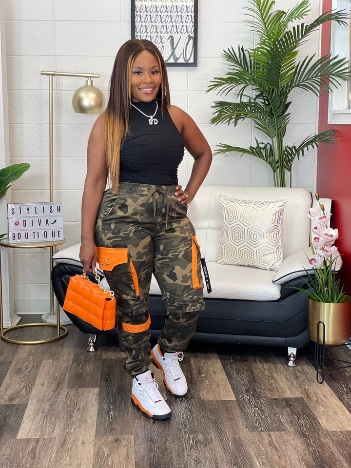 Camo Cargo Joggers up to 3XL (Camo/Orange)