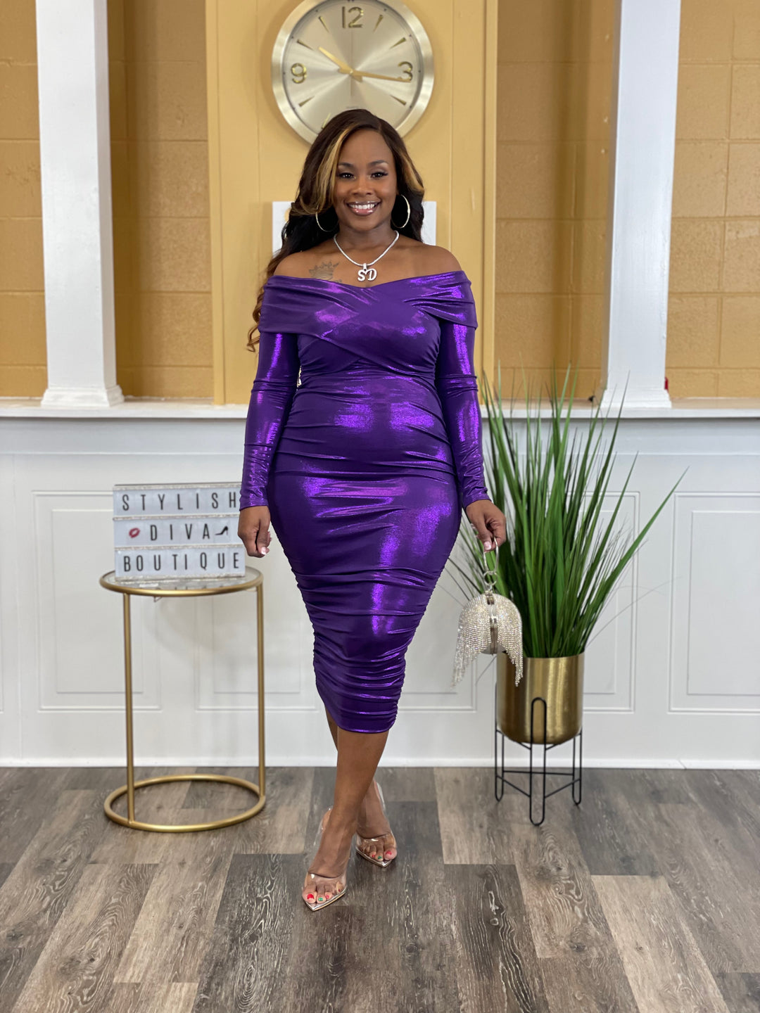 Gleaming Desire Dress up to 3XL (Purple)