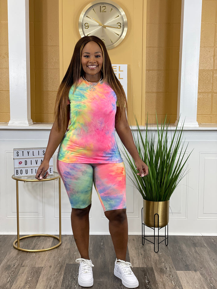 Tye Dye Biker Set (Rainbow)