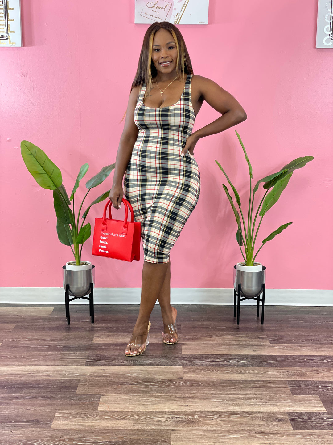 Bia Plaid Midi Dress